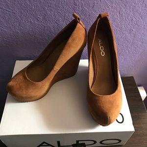 SOLD- ALDO brown suede wedge heels
